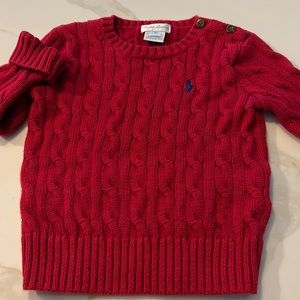 Ralph Lauren Toddler Boy Crewneck Sweater, Red, 18 month